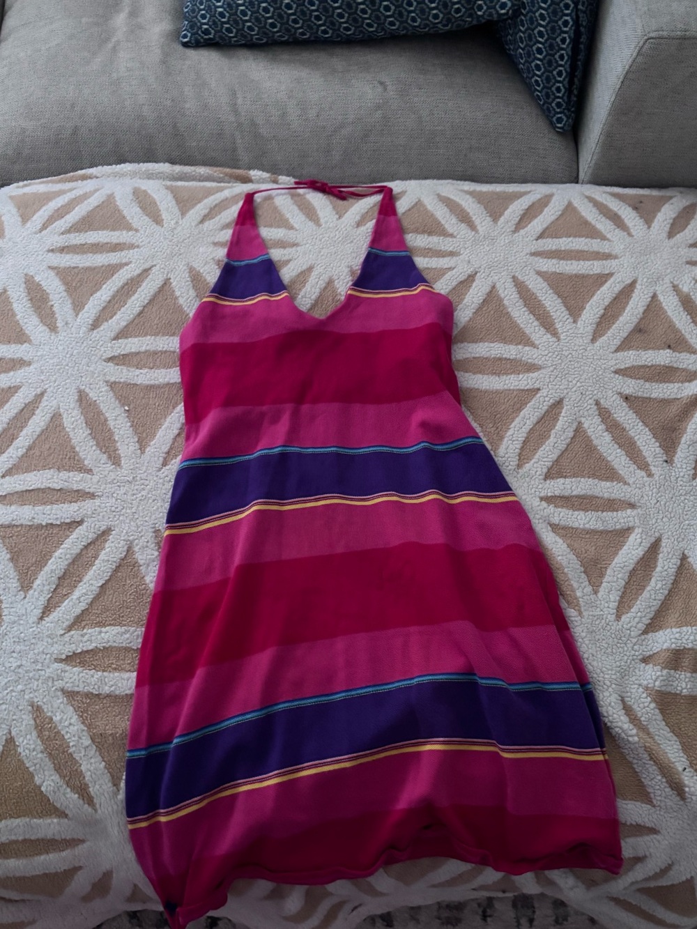 Ralph Lauren Vintage Pink and Purple Striped Halter Dress